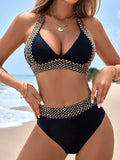 Dolorès - Maillot de Bain Femme avec Motif Ondulé et Décolleté en V