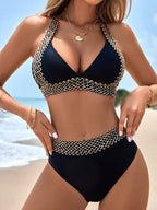 Dolorès - Maillot de Bain Femme avec Motif Ondulé et Décolleté en V