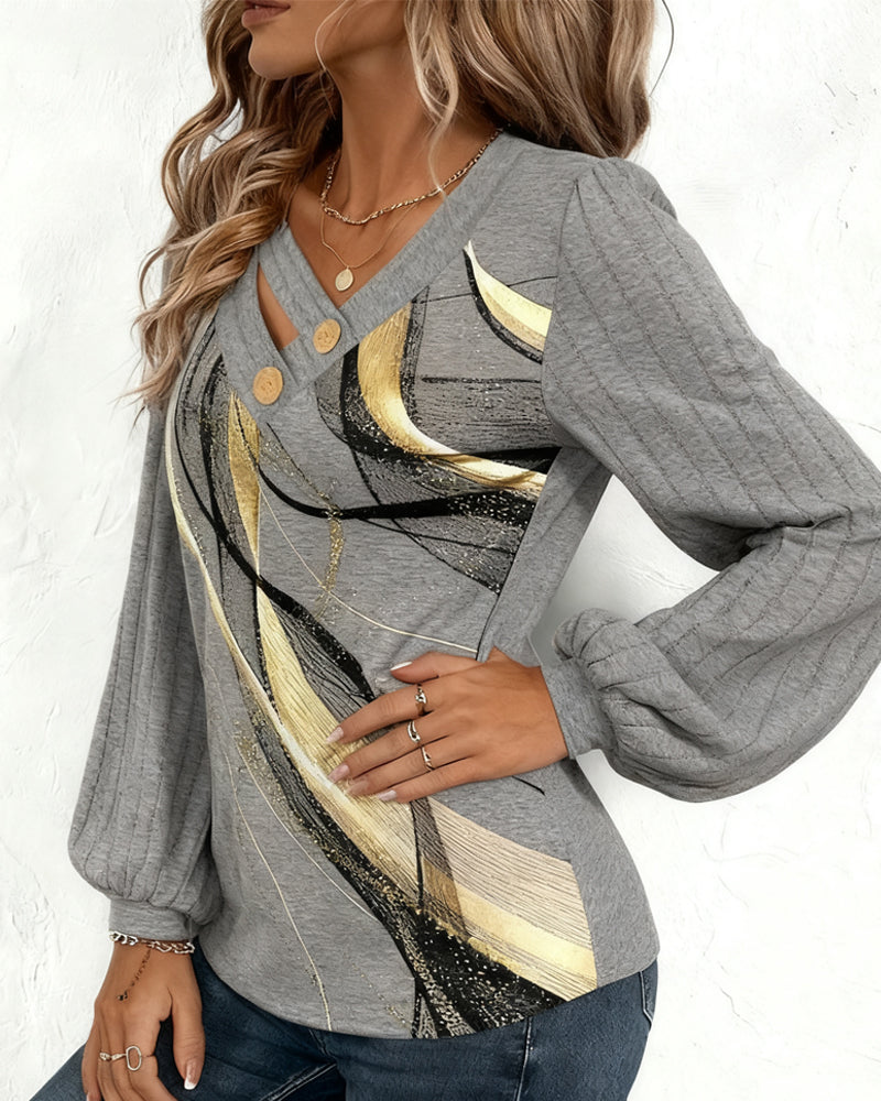 Odette - Blouse Rayée Élégante Avec Manches Lanternes Bouffantes