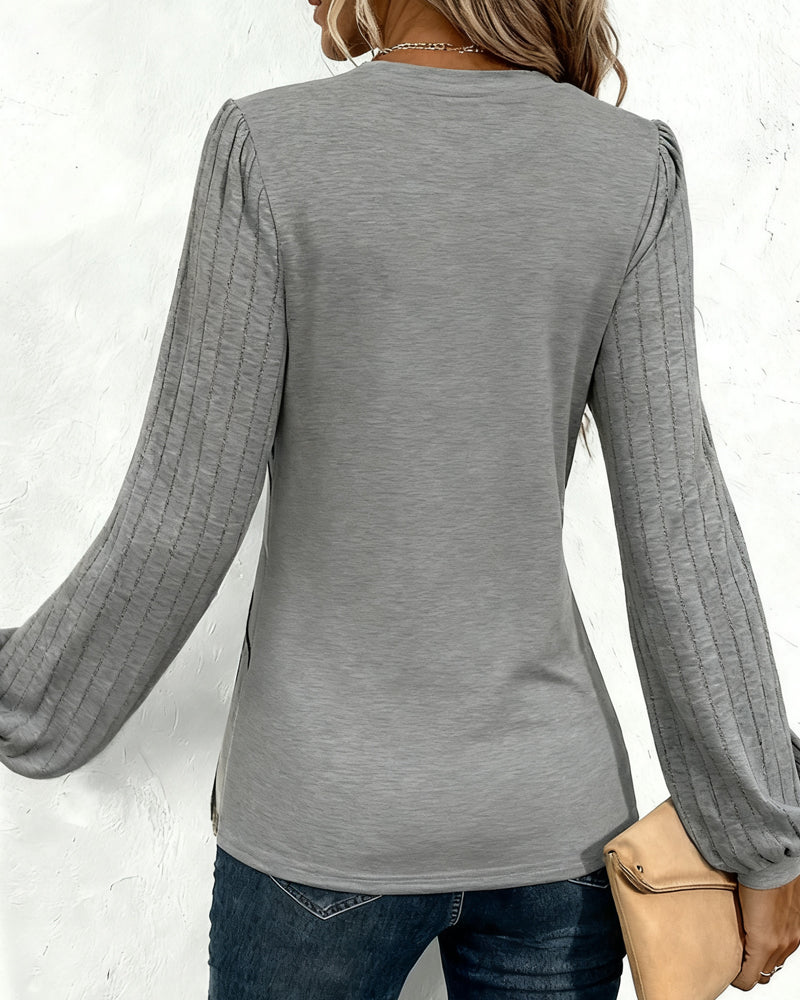 Odette - Blouse Rayée Élégante Avec Manches Lanternes Bouffantes