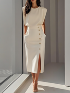 Marielle | Timeless Button Midi Dress