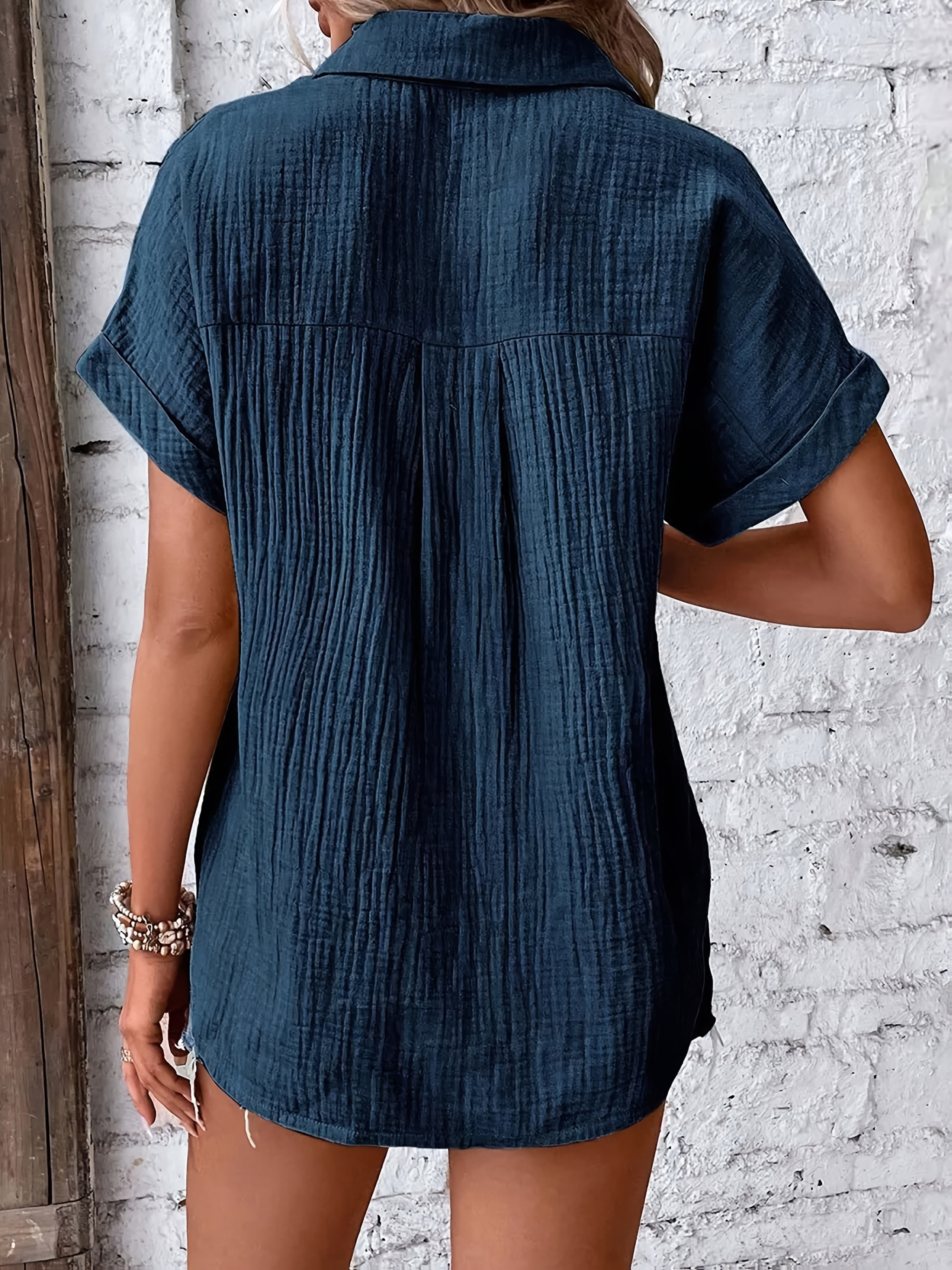 Emery | Blouse d'été texturée à boutons