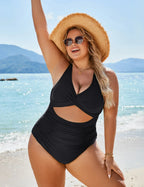 Lina - Maillot de Bain Une Pièce à Découpes Froncées