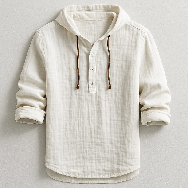 Arvid | Natural Linen Hooded Shirt