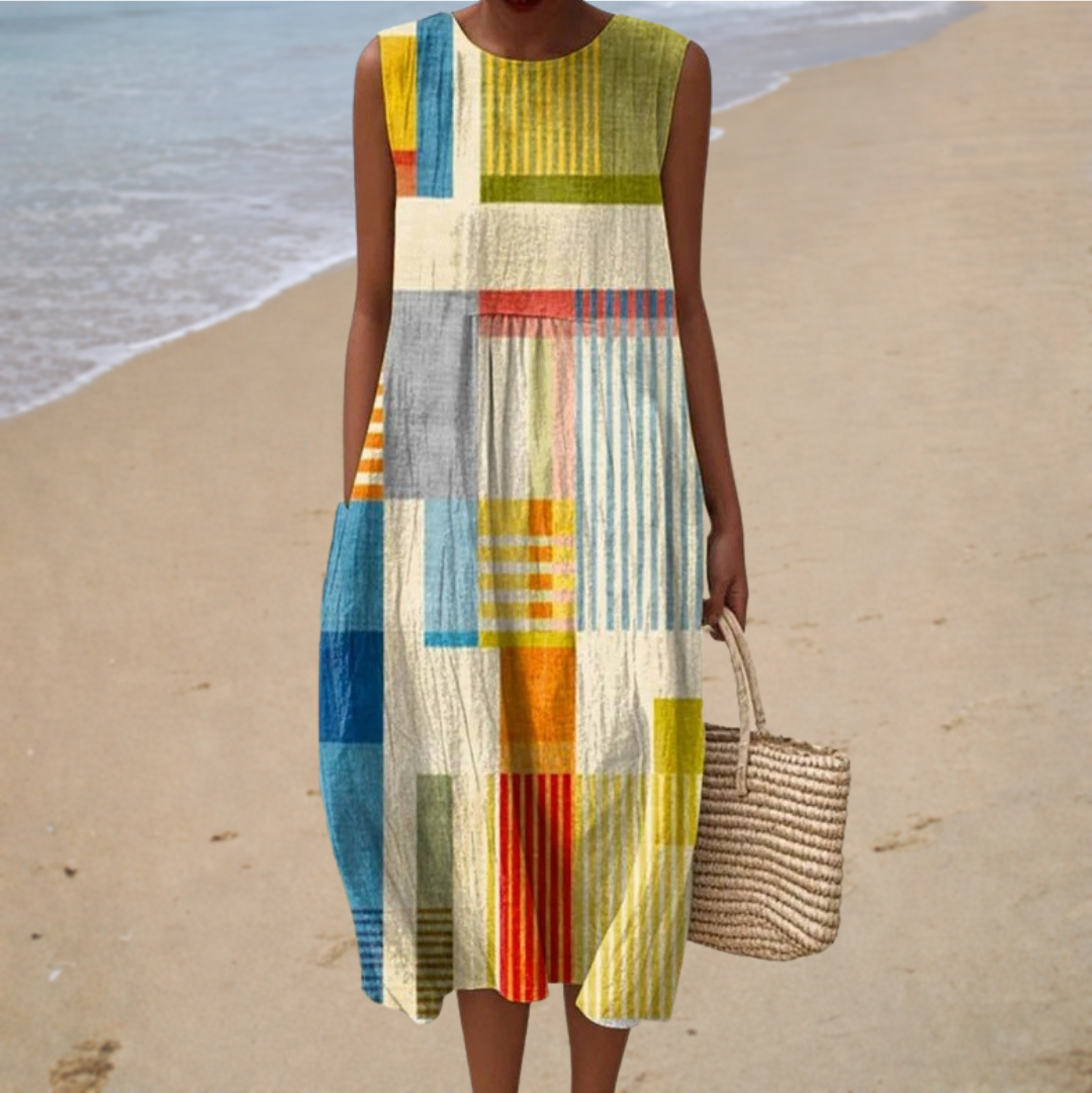 Madeleine | Robe Midi Graphique Élégante et Moderne