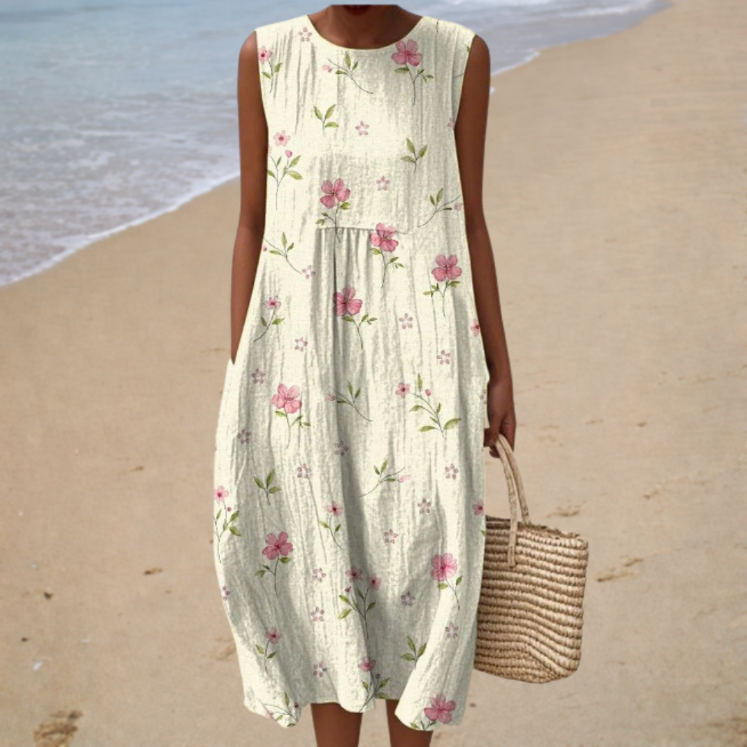 Élodie | Robe Midi Florale – Élégance Printanière et Féminine