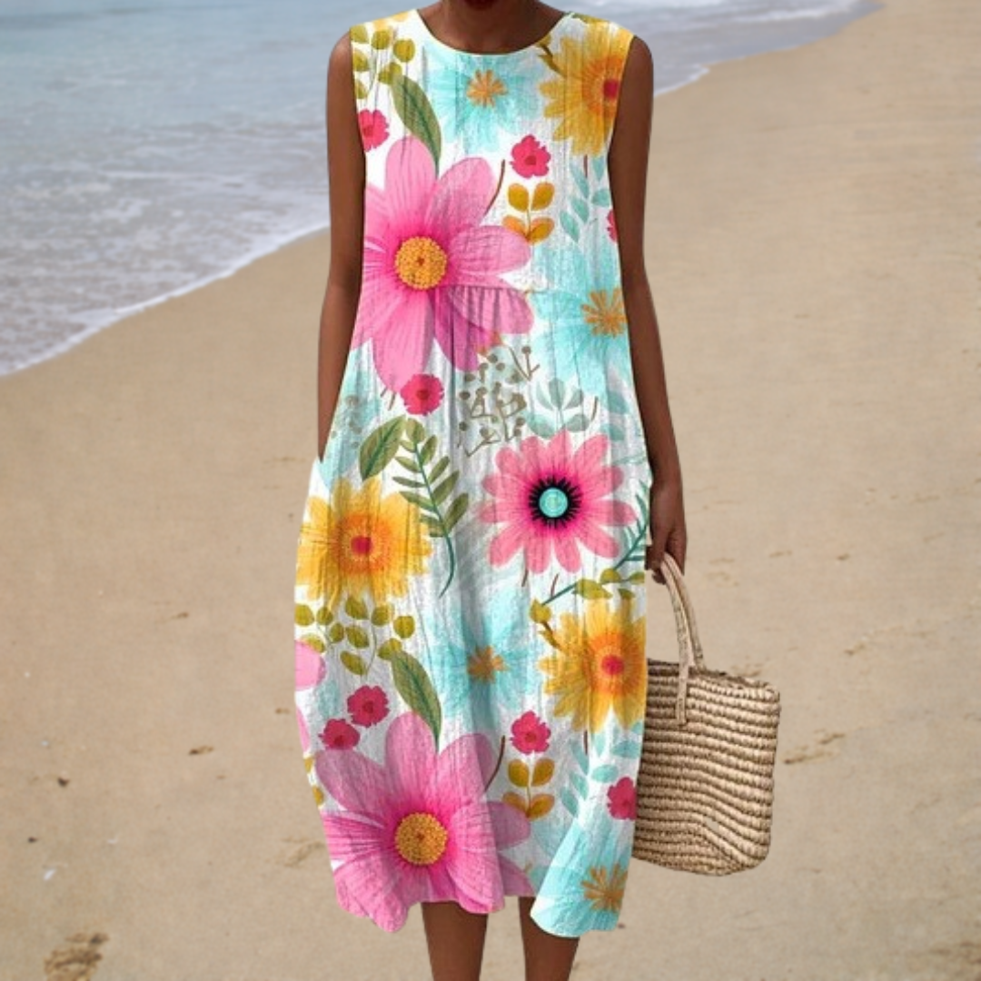 Adélaïde | Robe Midi Fleurie – Charme Florale