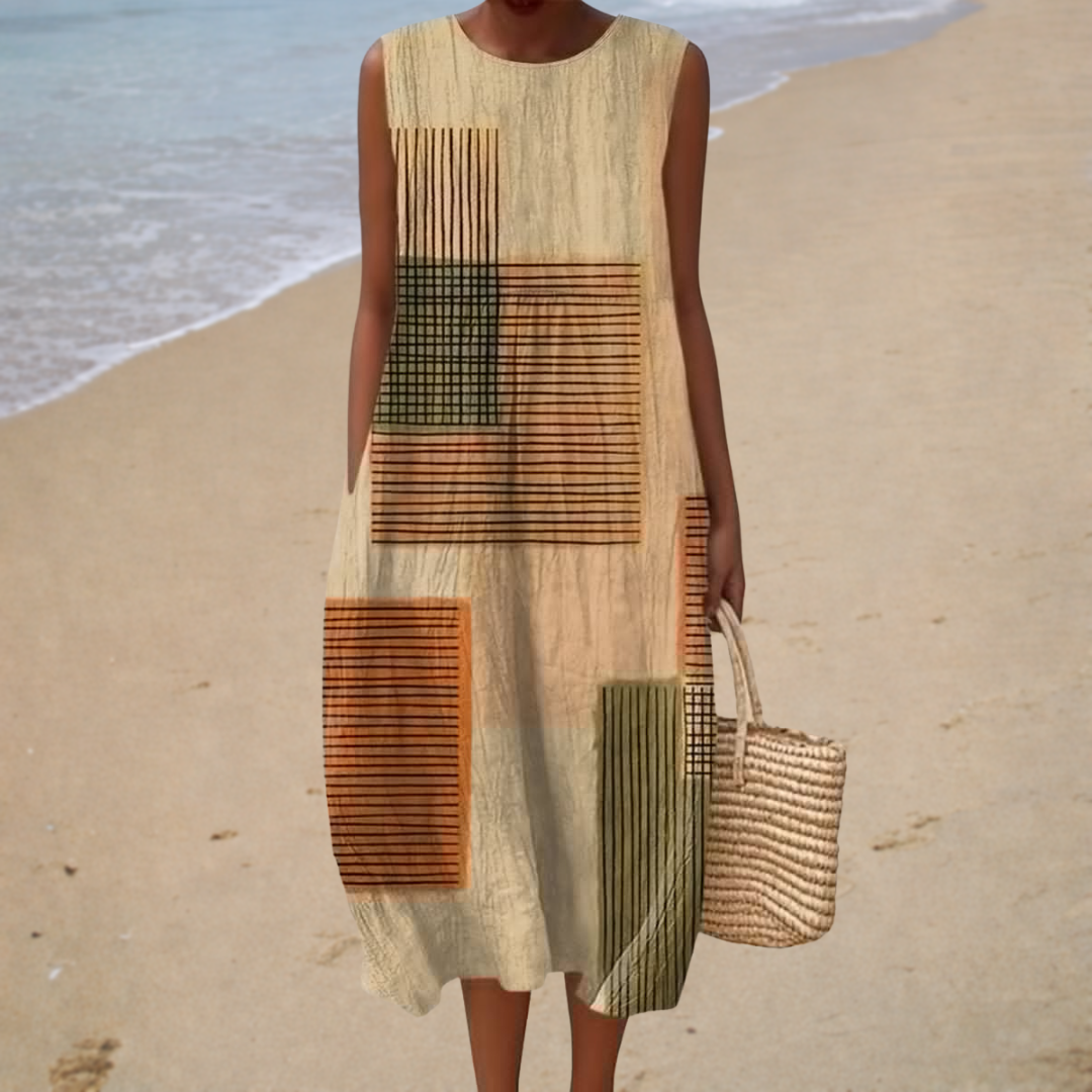 Aurélie | Robe Midi Graphique Chic et Moderne