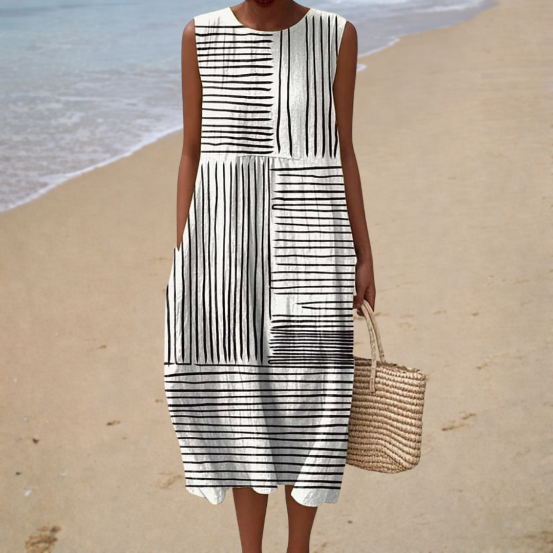 Mathilde | Robe Midi Graphique Élégante et Moderne