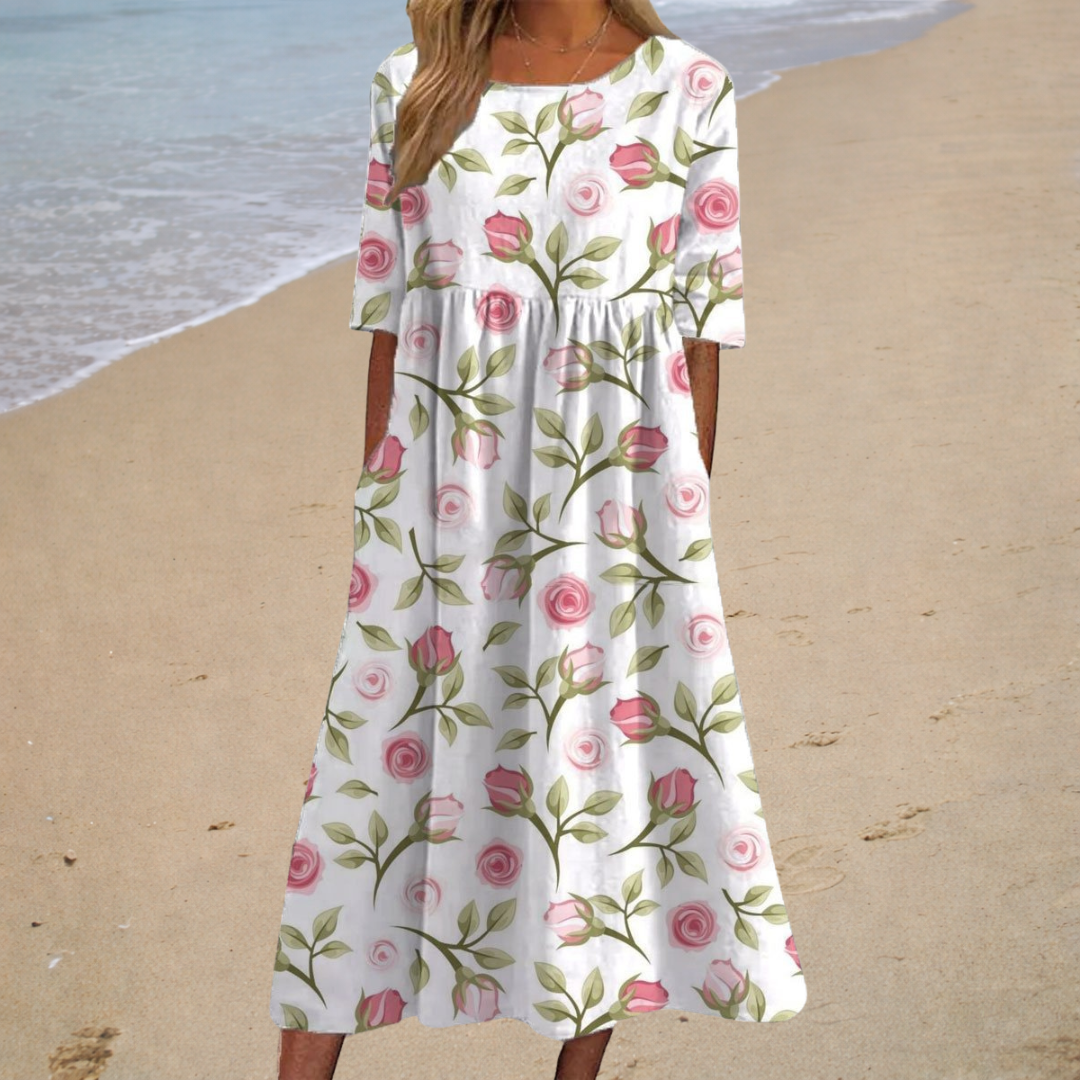 Aurélie | Robe Midi Romantique — Élégance Romantique Assurée