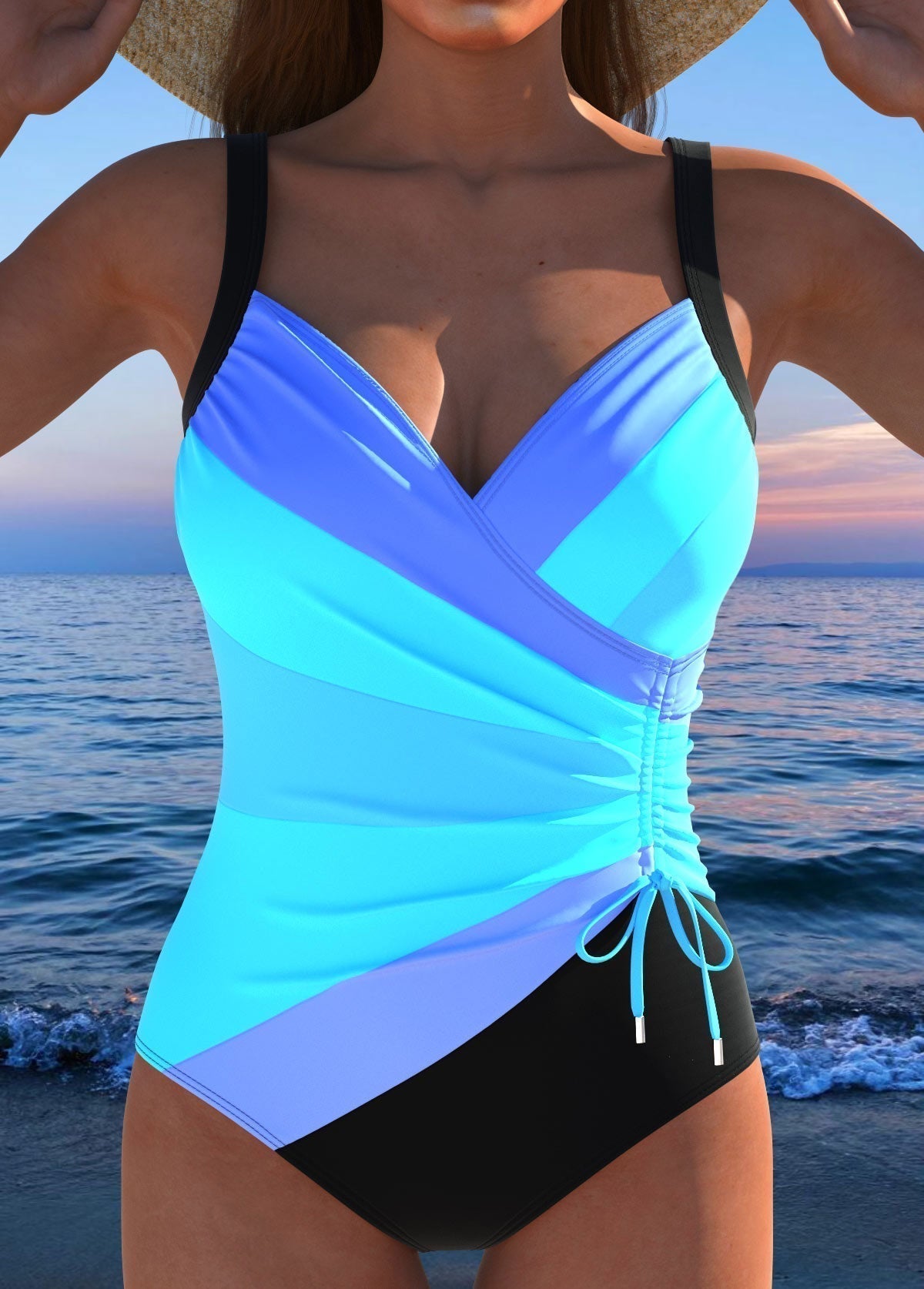 Elegant Wrap Swimsuit with Colorful Print