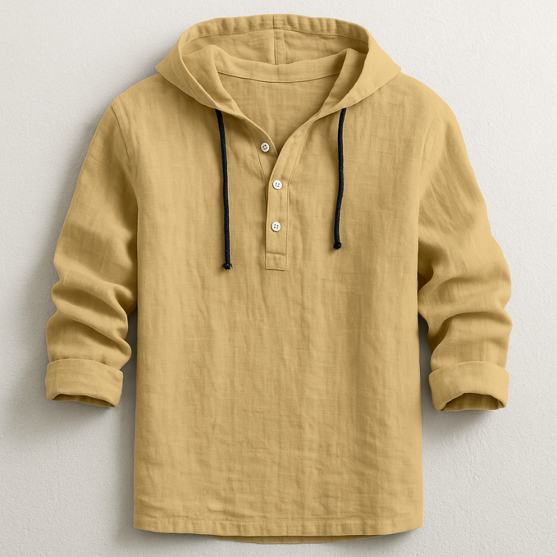 Arvid | Natural Linen Hooded Shirt