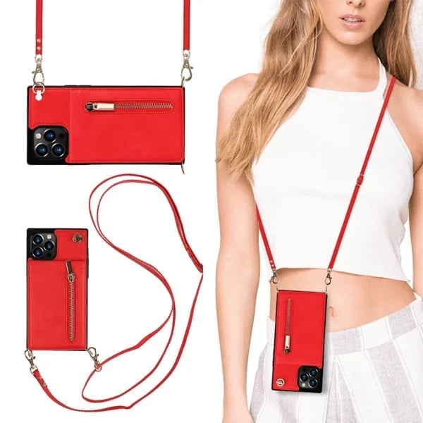 Roseline - Coque iPhone avec cordon et porte-cartes