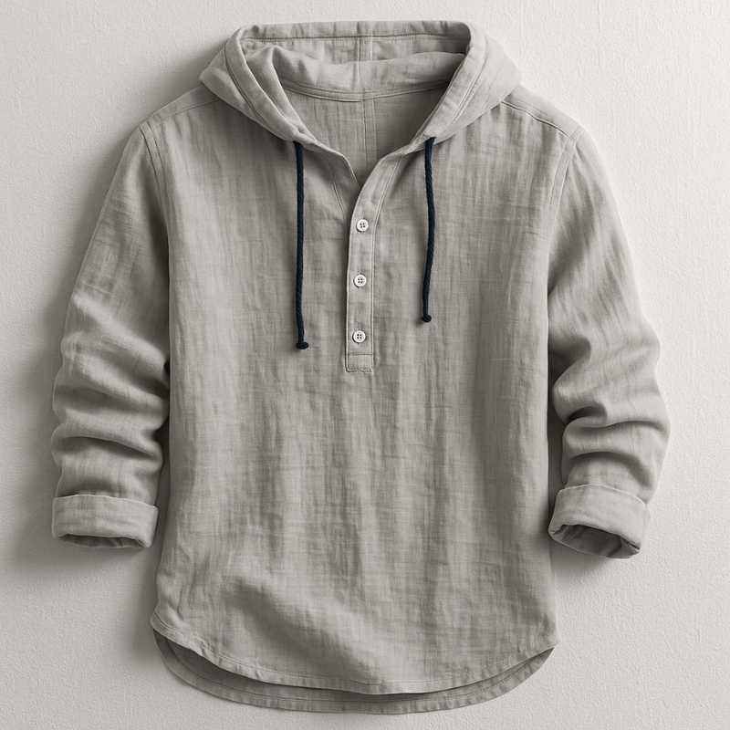 Arvid | Natural Linen Hooded Shirt