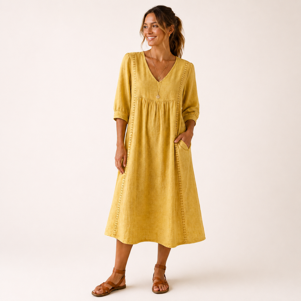 Juliette | Robe en lin et coton avec dentelle