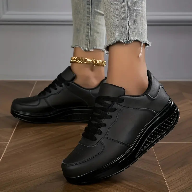 Florianne - Baskets femme plateforme lacets cuir synthétique confort quotidien