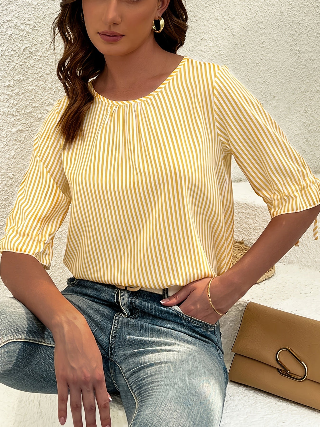 Savannah | Blouse élégante à rayures avec boutons décoratifs