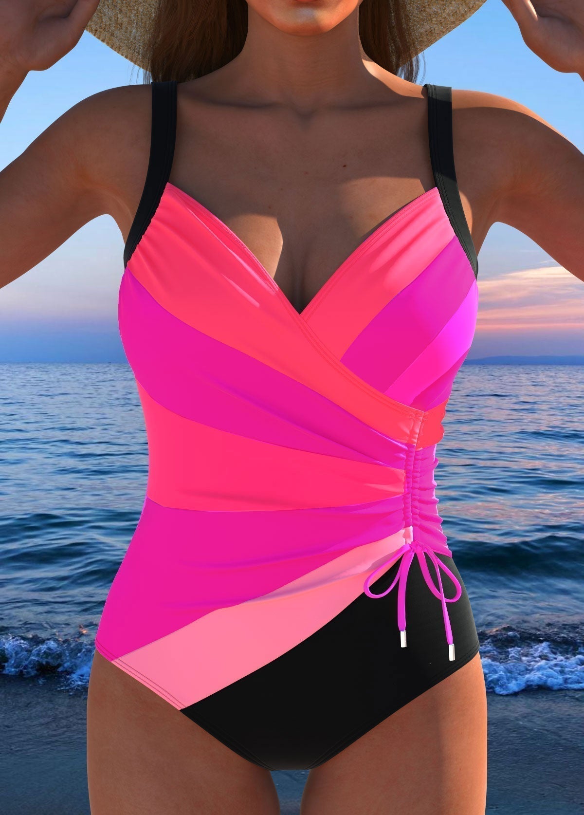 Elegant Wrap Swimsuit with Colorful Print