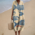Marseille | Robe longue à motif sardines – imprimé maritime chic