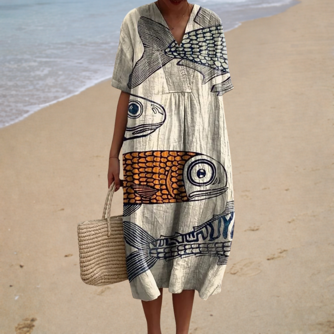 Bérénice | Robe Midi Artistique — Élégance Créative