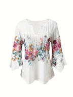 Piper | Blouse à boutons à fleurs vintage