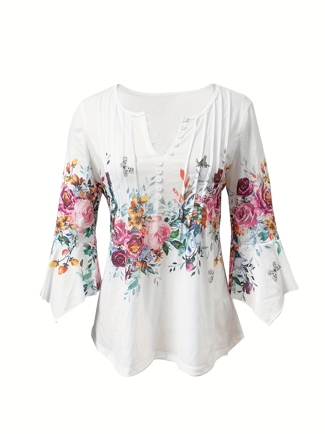 Piper | Blouse à boutons à fleurs vintage