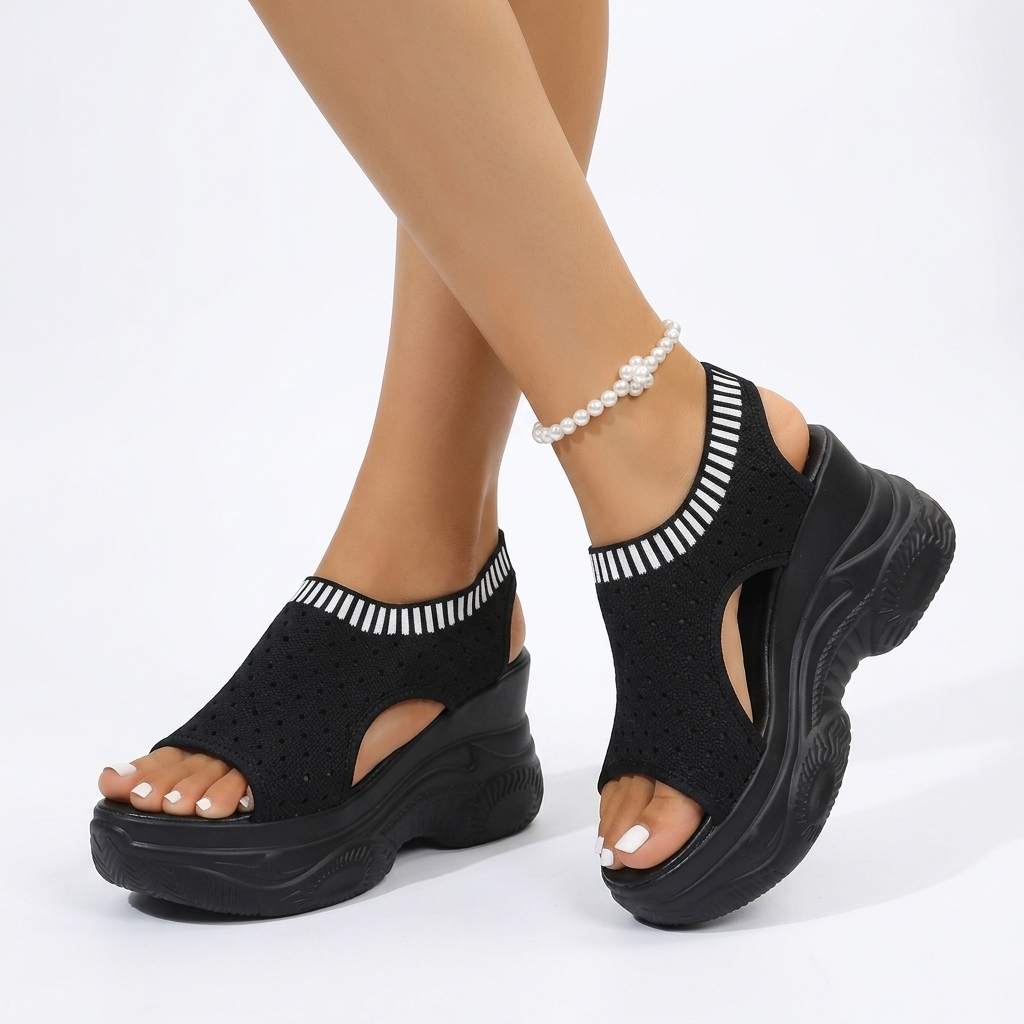 Rosé — Sandale plateforme strass urban chic audacieux