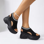 Rosé — Sandale plateforme strass urban chic audacieux