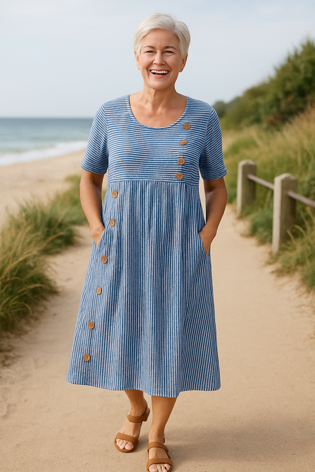 Virelle | Striped Midi Dress – Comfortable, Flattering & Easy to Wear