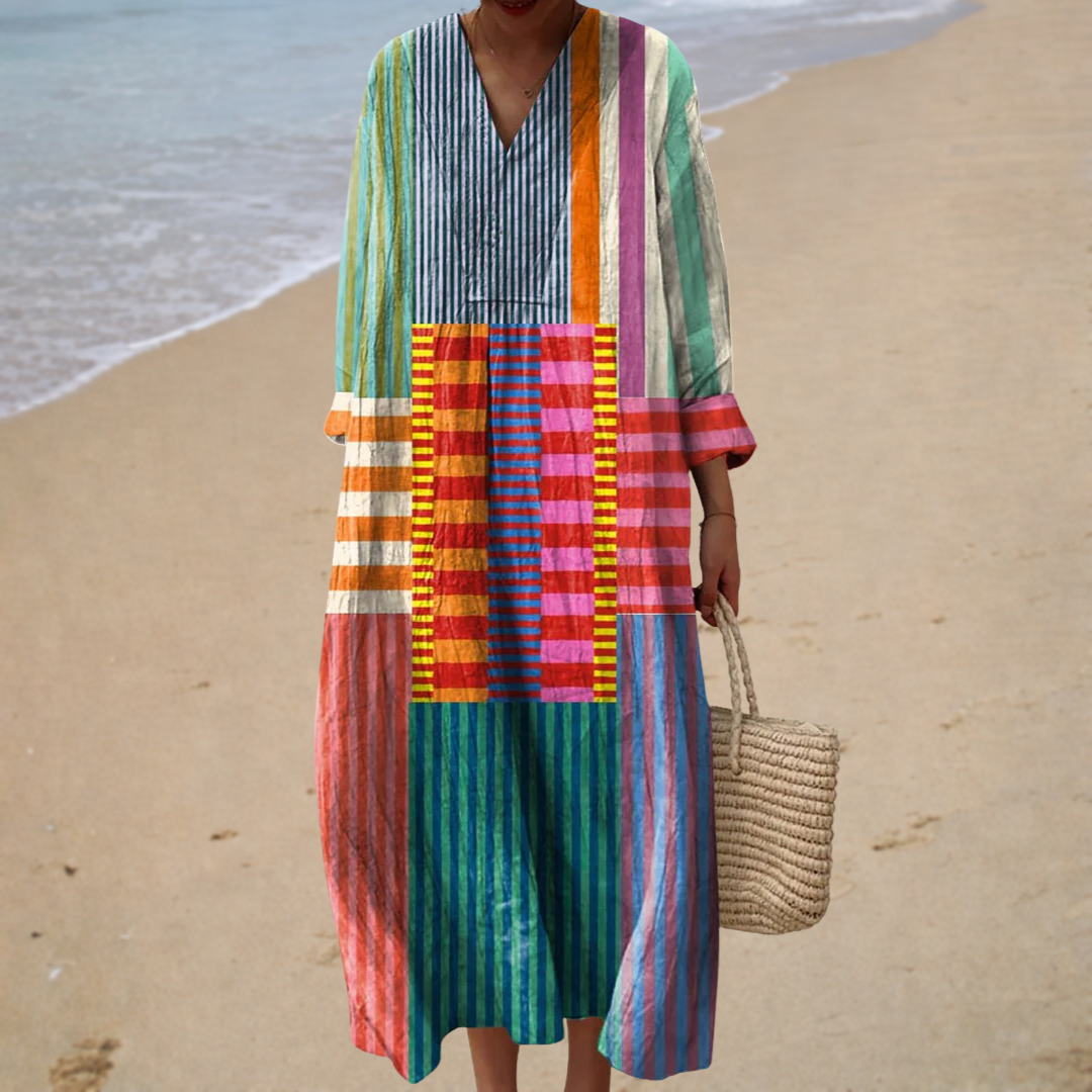 Frida | Robe à blocs de couleur artistique - Chic et audacieuse