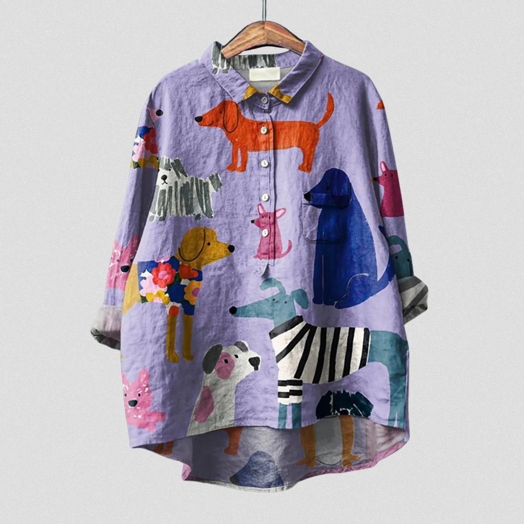 Elodie | Dog Print Casual Blouse