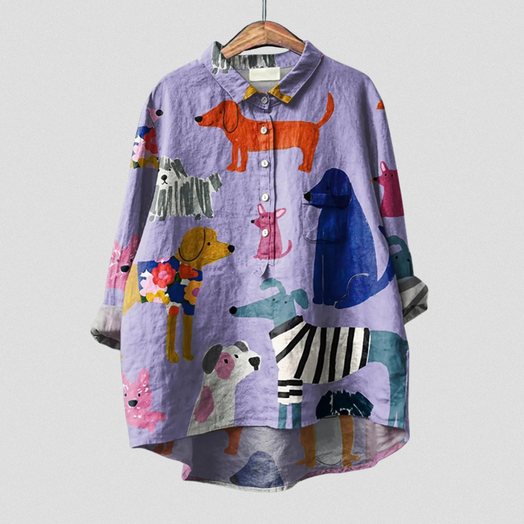 Elodie | Dog Print Casual Blouse
