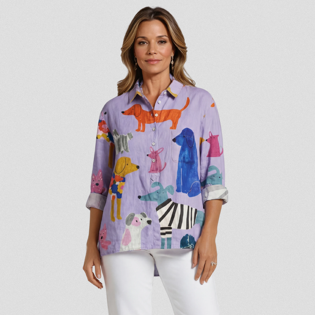 Elodie | Dog Print Casual Blouse