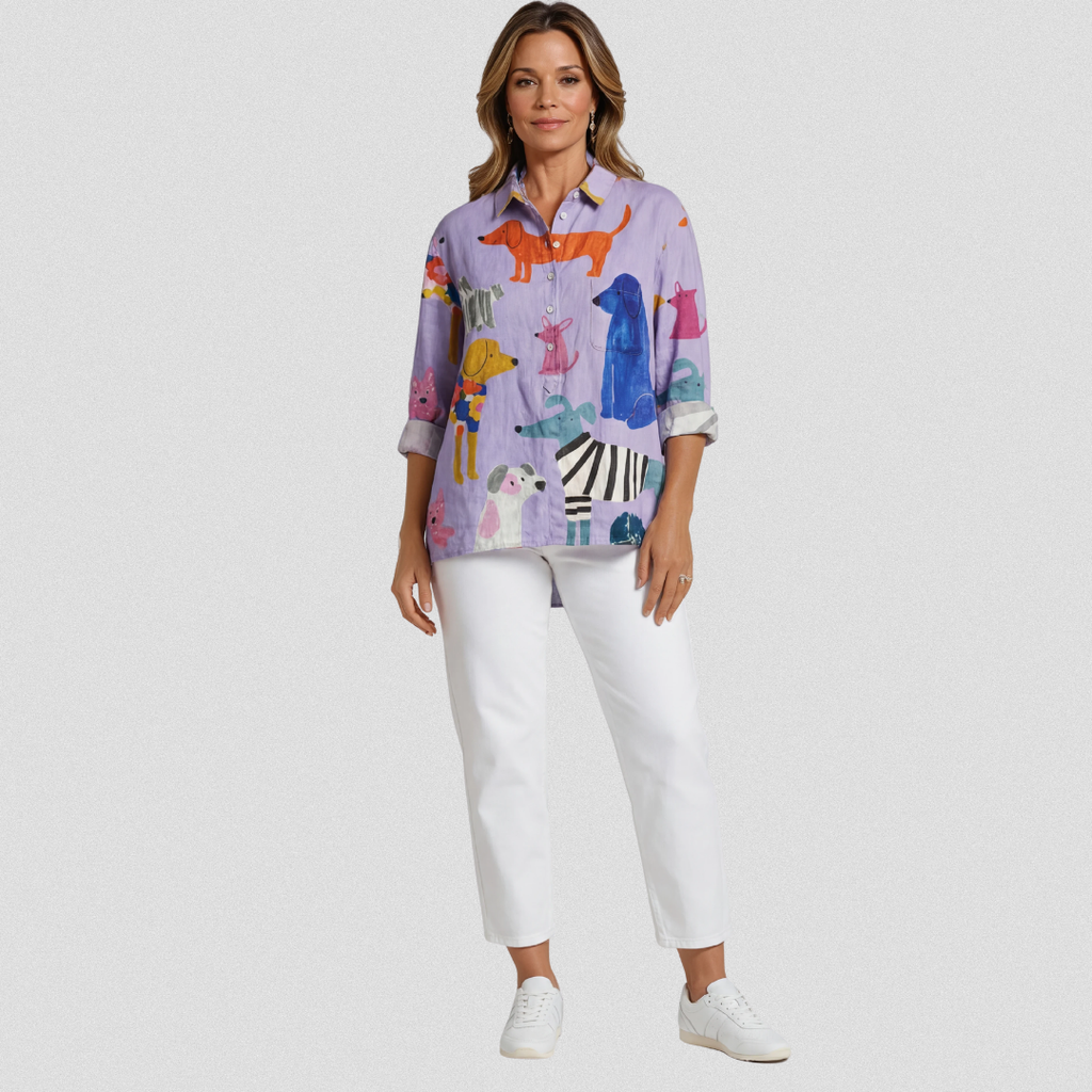 Elodie | Dog Print Casual Blouse