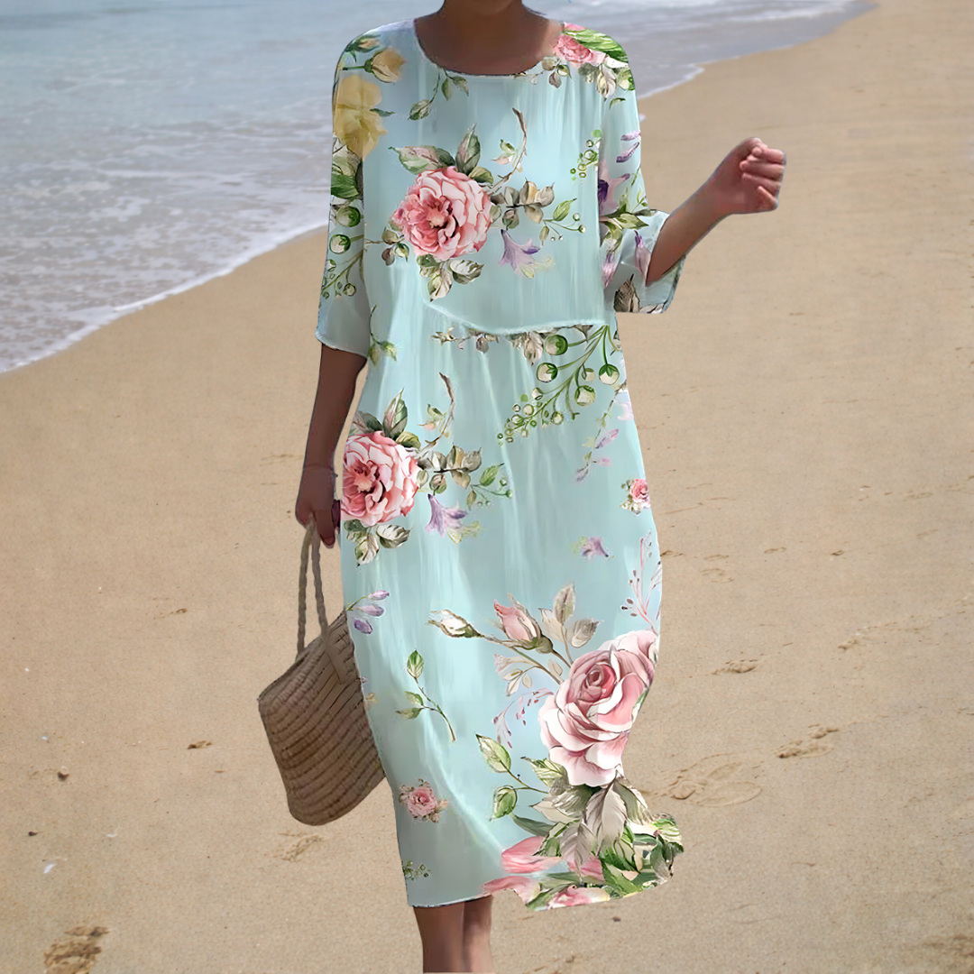 Joséphine | Robe Midi Fleurie - Élégance Romantique