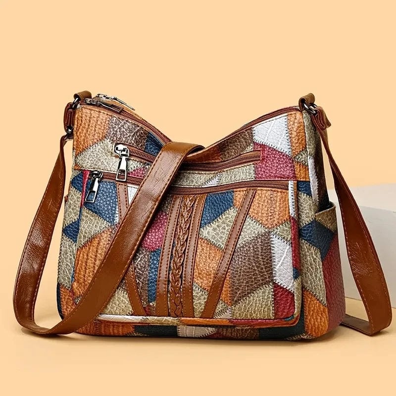 Eveline - Sac À Main En Cuir Véritable Style Mosaïque
