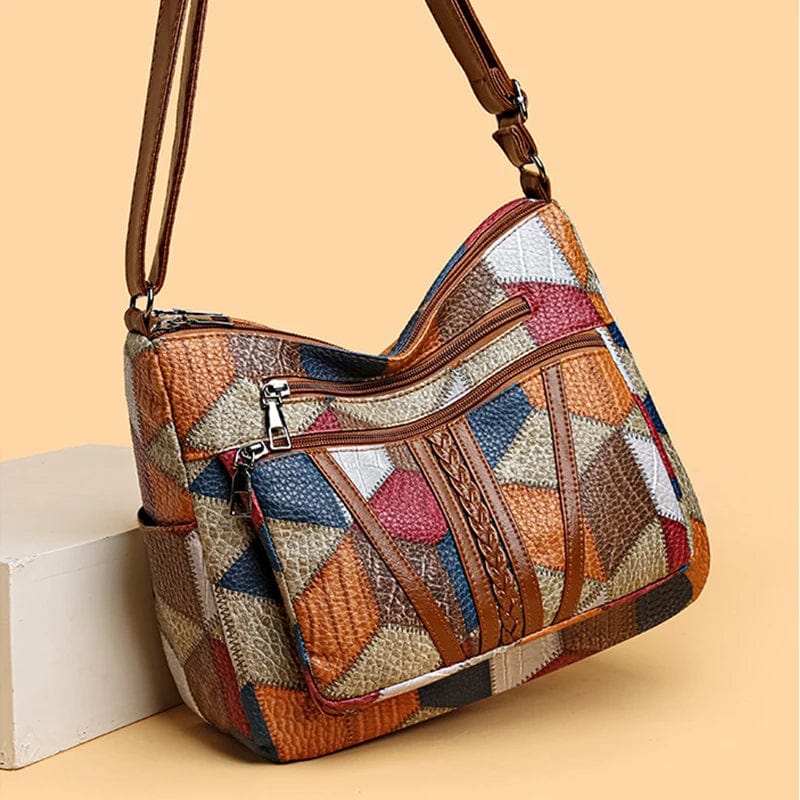 Eveline - Sac À Main En Cuir Véritable Style Mosaïque