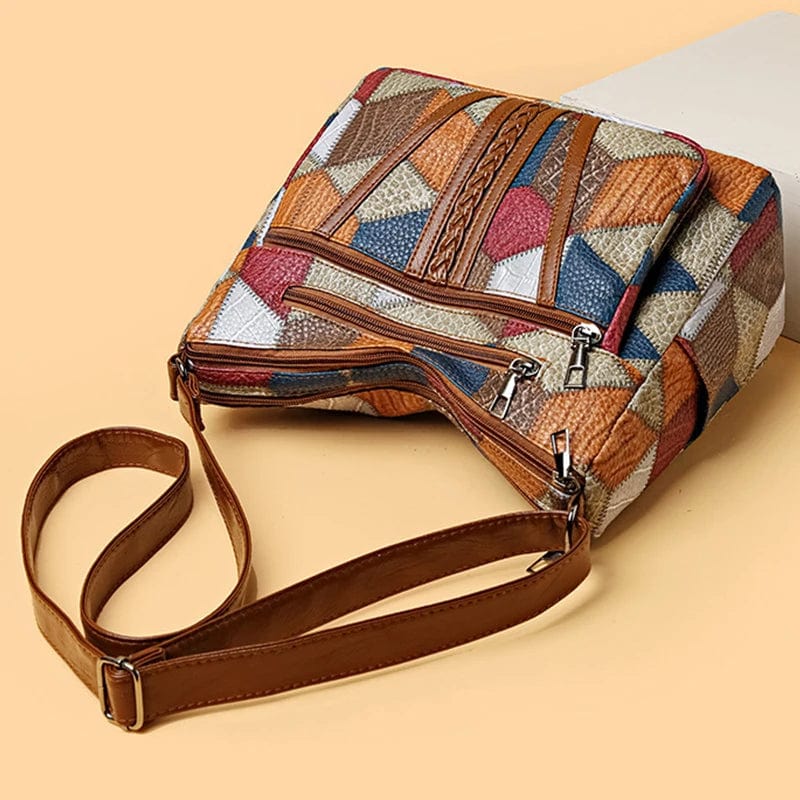 Eveline - Sac À Main En Cuir Véritable Style Mosaïque