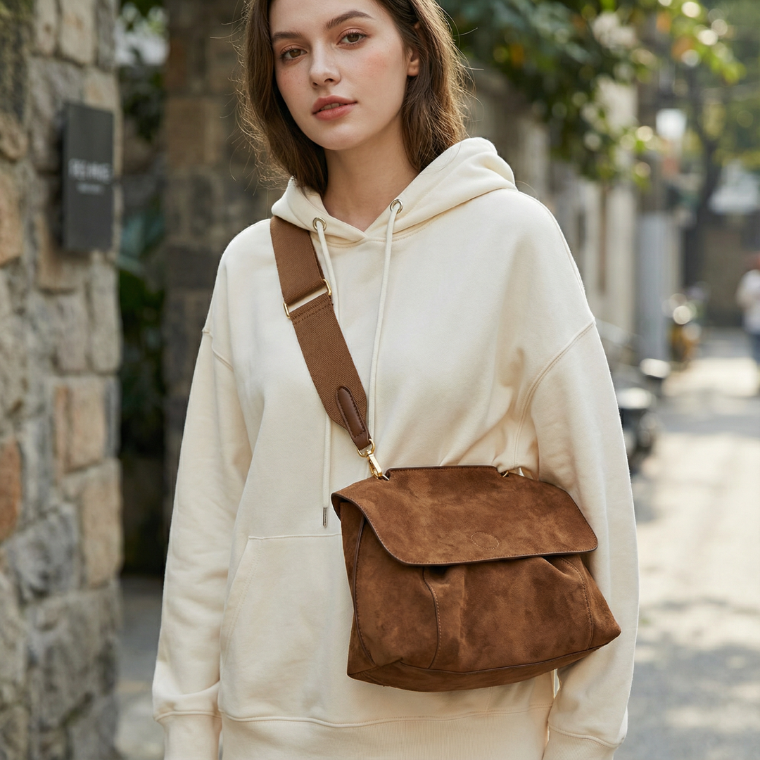 Lucette - Sac Bandoulière Suédine Vintage