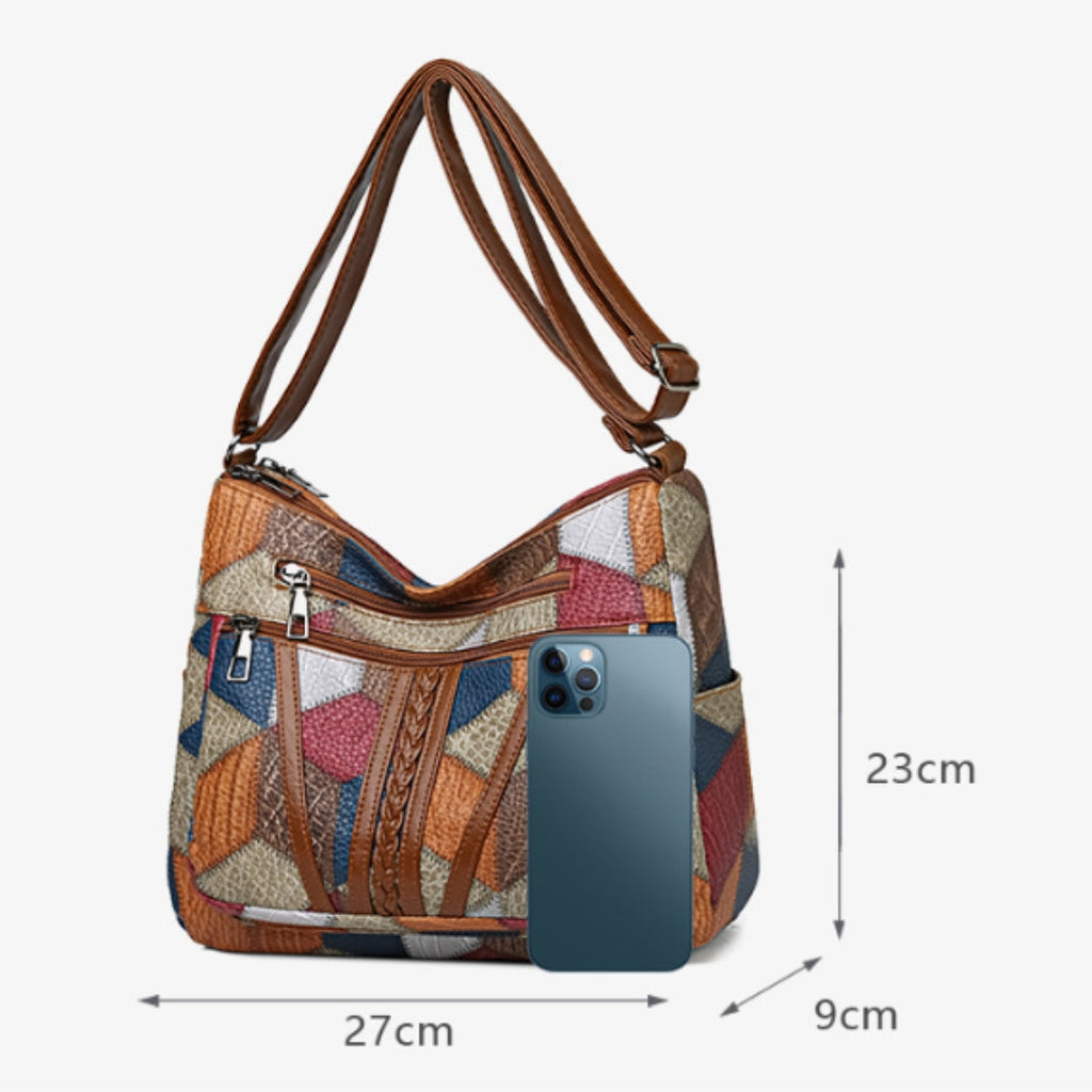 Eveline - Sac À Main En Cuir Véritable Style Mosaïque