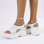 Rosé — Sandale plateforme strass urban chic audacieux