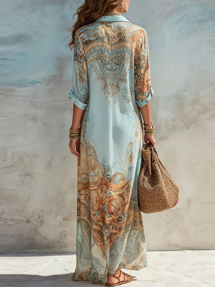 Béatrice | Robe Chemise Méditerranéenne Élégante