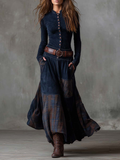Eliza | Vintage Suede-Effect Plaid Maxi Dress