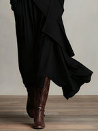Seraphina | Asymmetrical Pleated Turtleneck Maxi Dress
