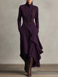 Seraphina | Asymmetrical Pleated Turtleneck Maxi Dress