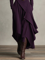 Seraphina | Asymmetrical Pleated Turtleneck Maxi Dress