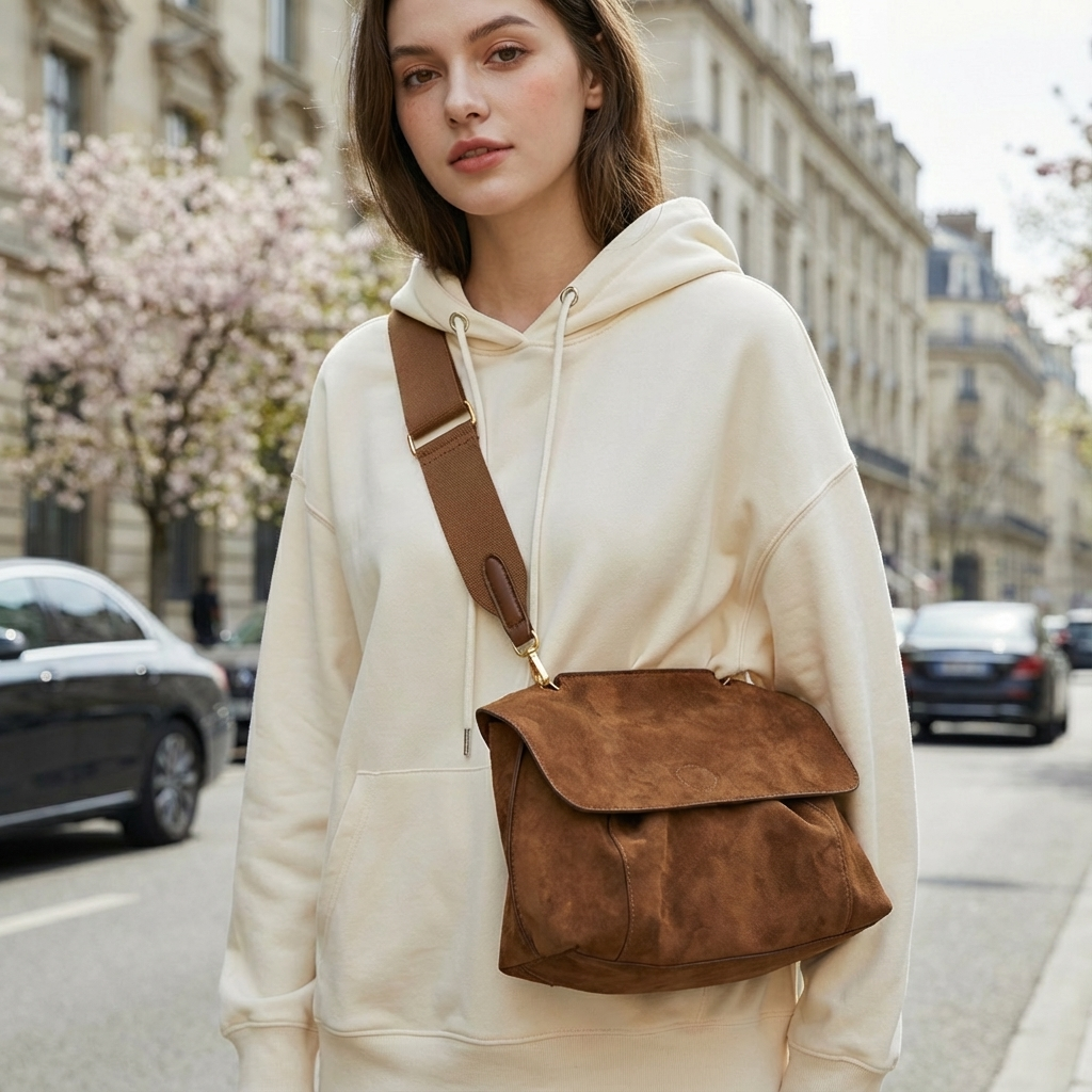 Lucette - Sac Bandoulière Suédine Vintage
