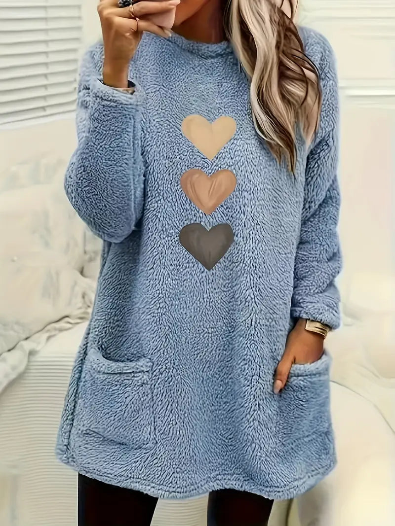 Édith - Sweatshirt Polaire Cœur Coloré avec Poches