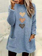Édith - Sweatshirt Polaire Cœur Coloré avec Poches