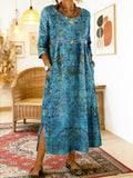 Carmen | Robe Imprimée Bleue